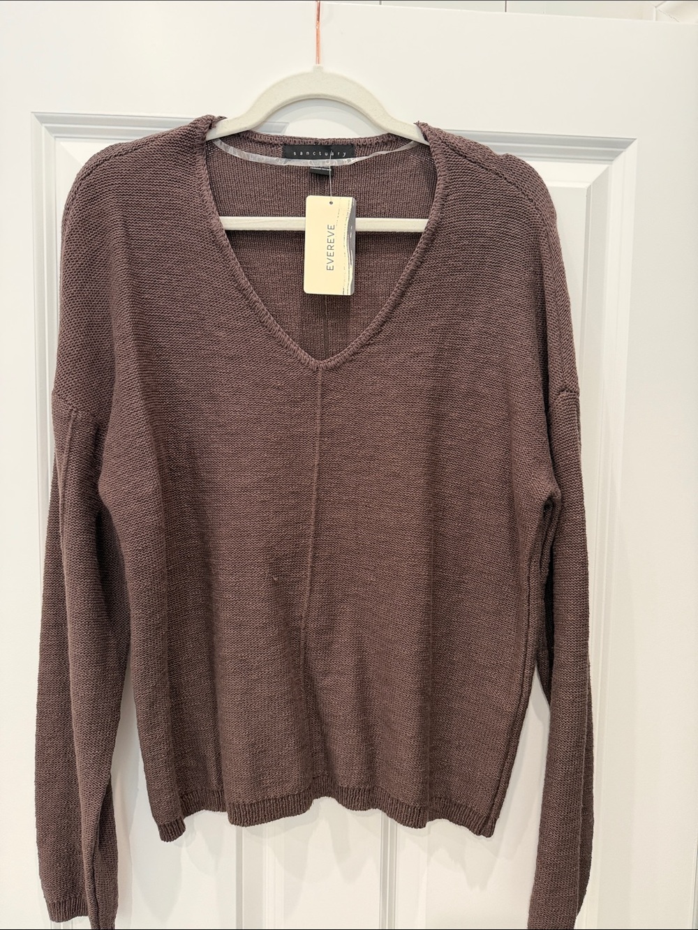 NWT- Never worn Sanctuary V-Neck Sweater in chocolate brown